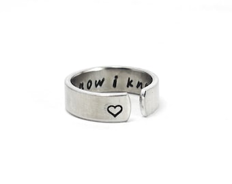 Secret Message Ring, Personalized Love Statement Ring, Girlfriend Gift Band Ring, Custom Valentine Gift, Hand Stamped Aluminum Love Jewelry