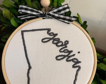 Georgia Christmas wood embroidered ornament