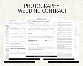 Wedding Photography contract black business forms floral camera editable templates - 5 psd files supplied