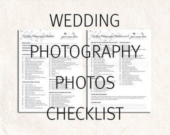 Wedding Photography checklist forms. Photo checklist editable templates - 2 psd files supplied