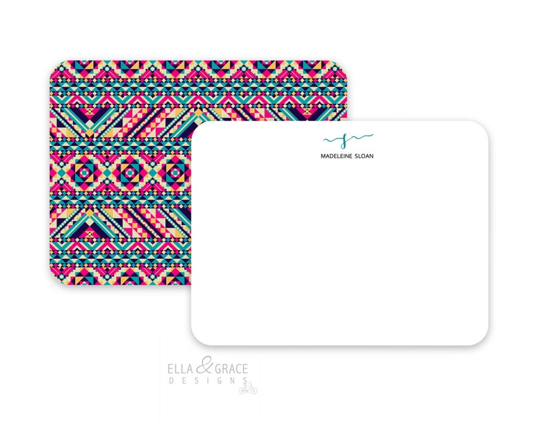 Personalized Notecard Flat Notecards Personalized Stationery Ella Tribal Monogram. Note Cards Notecards