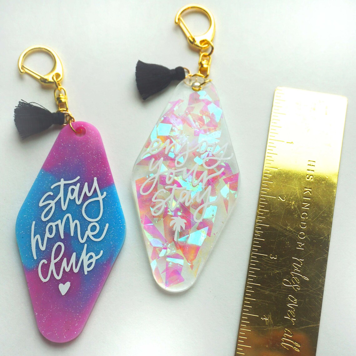 hotel tag acrylic keychain custom words logo branding or