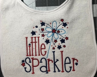 Little Sparkler Patriotic Unisex Baby Bib,Baby Shower Gifts