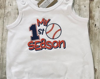 My First Baseball Season Unisex Baby Bubble Sunsuit ,Baseball Lover Baby Gift