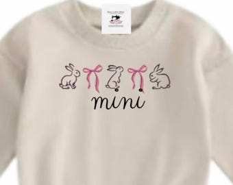 Girl’s Mini Easter Bunny Pink Coquette Bow Sweatshirt