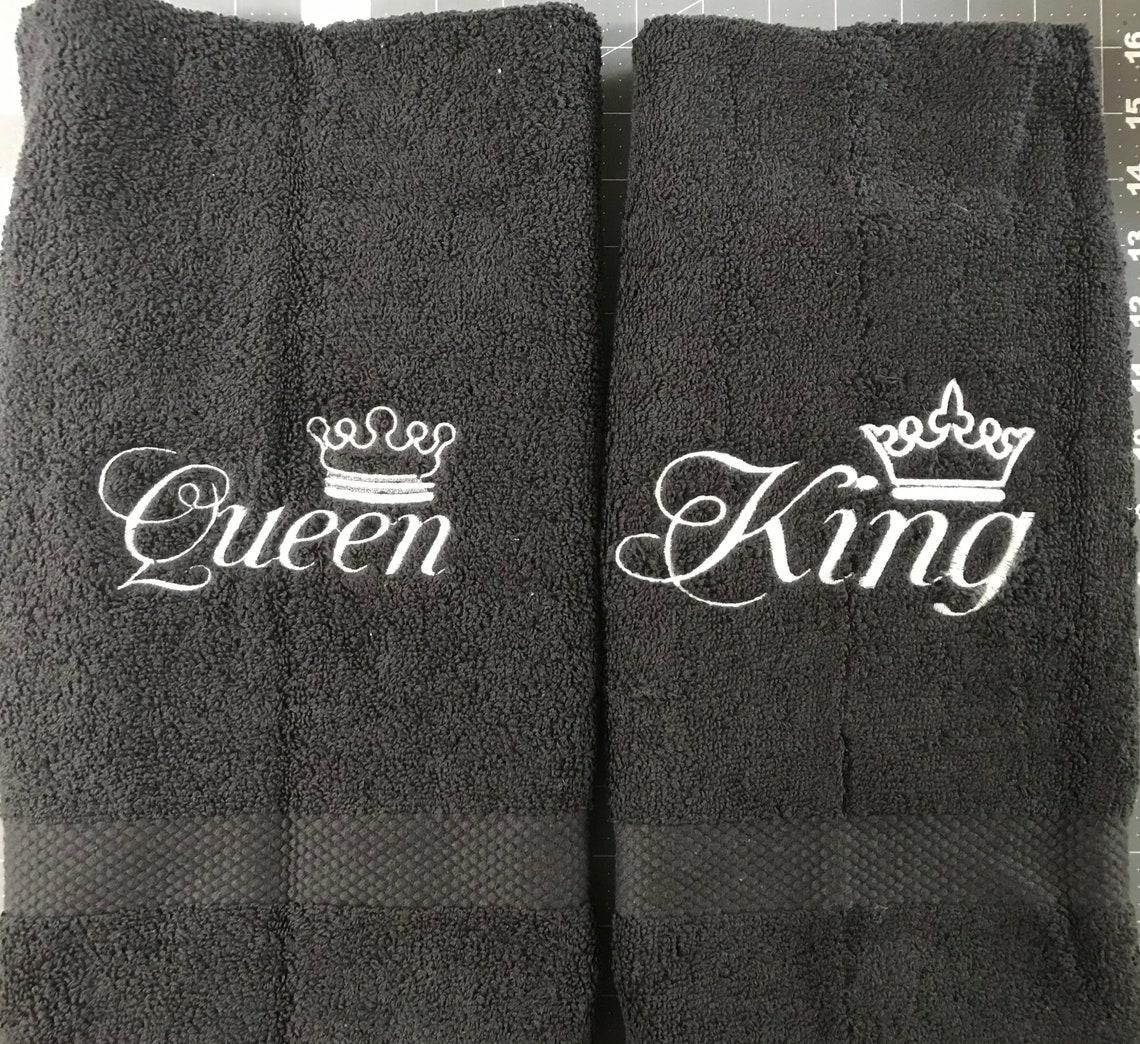 Set of Royalty King and Queen bath towel and hand towels Etsy