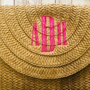 Personalized Straw Crossbody Wristlet Purse Monogram Bags,Gifts for her,Summer Beach Wristlet image 5