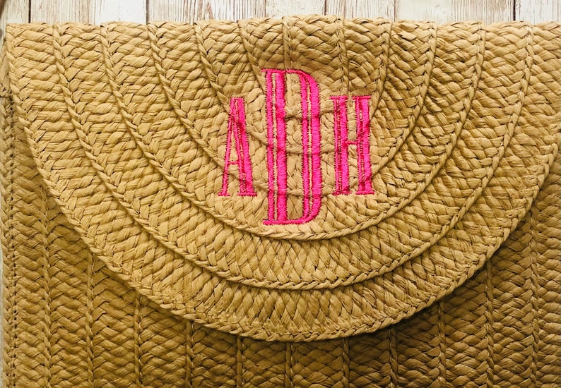 Personalized Straw Crossbody Wristlet Purse Monogram Bags,Gifts for her,Summer Beach Wristlet image 5