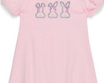 Girl’s Short Sleeve Lace Trio Bunny Peter Pan Collar Dress