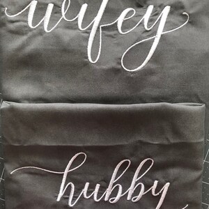 Dark Gray Hubby Wifey Pillowcases, Wedding Gift.Anniversary Gifts,Bridal Shower Gift,Gifts for Couples