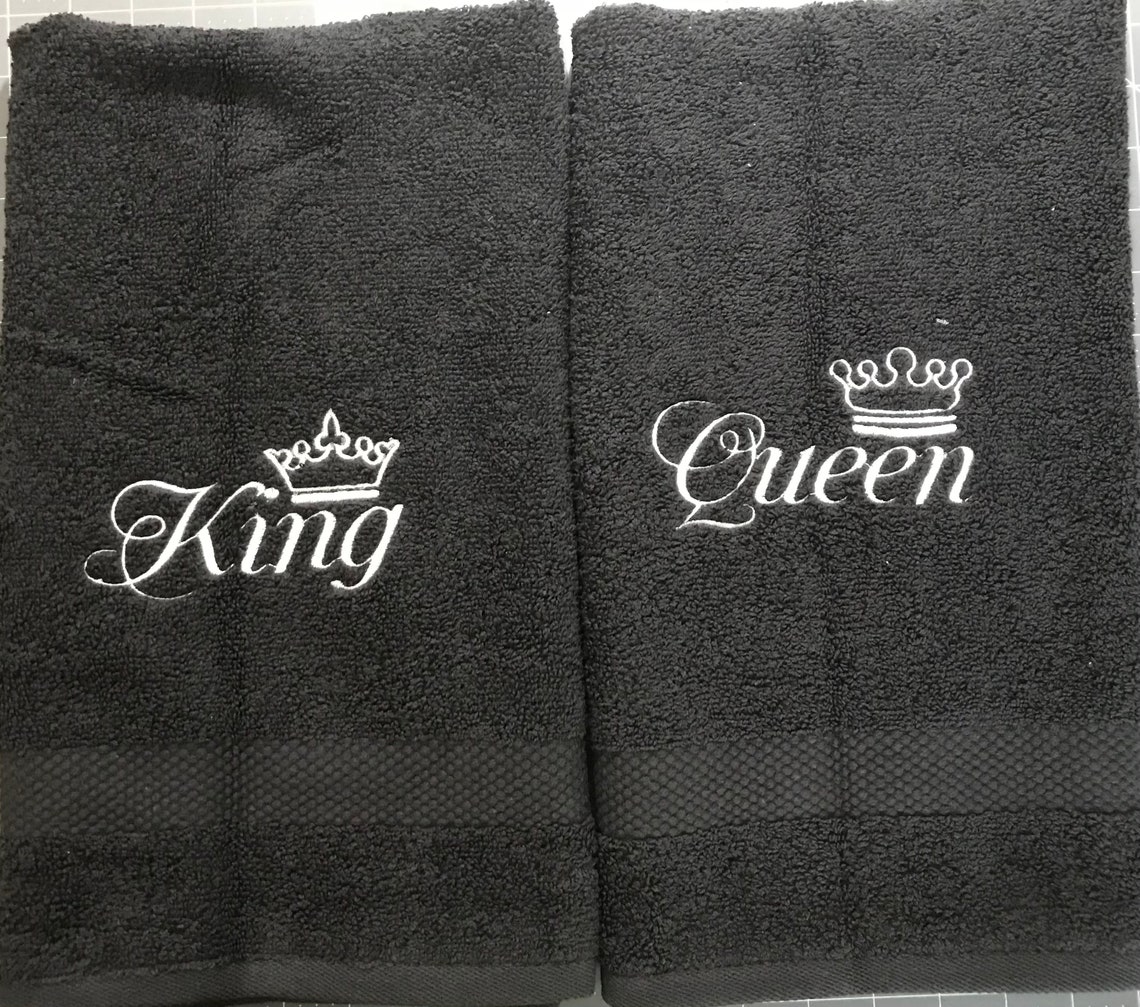 Set of Royalty King and Queen bath towel and hand towels Etsy