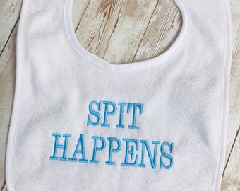 Babero divertido "Spit Happens", baberos para recién nacidos, regalos para recién nacidos
