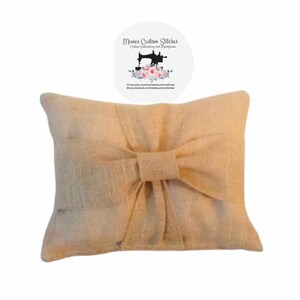 Handmade burlap bow throw pillow
