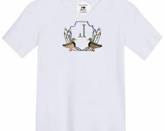 Personalized Initial Mallard Duck Crest Boys T-Shirt