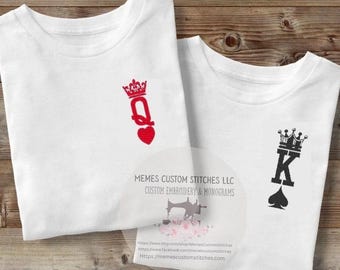 Adult Couple Royalty King Queen Embroidered TShirt Set