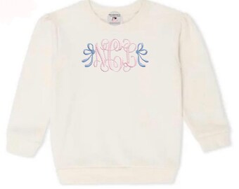 Girl’s Personalized Monogram Bow Fleece Sweatshirt