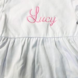 Baby Girls Toddler Monogram Name Smocked Ruffle Cotton Empire Short Sleeve Dress