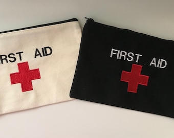 Red Cross First Aid Canvas Travel Medicine  Zipper Pouch Bag Gift