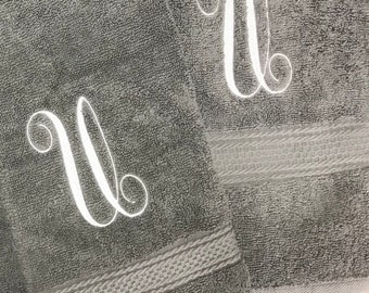 Personalized Large Initial Bath Towel Sets, Wedding Housewarming Gifts