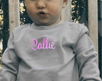 Kid’s Personalized Name Crew Unisex Fleece Sport Grey Sweatshirt Gift