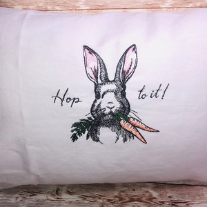 Spring Easter Rabbit Bunny White Lumbar Throw Pillow Cushion Cover,12x20,  Custom Home Decor