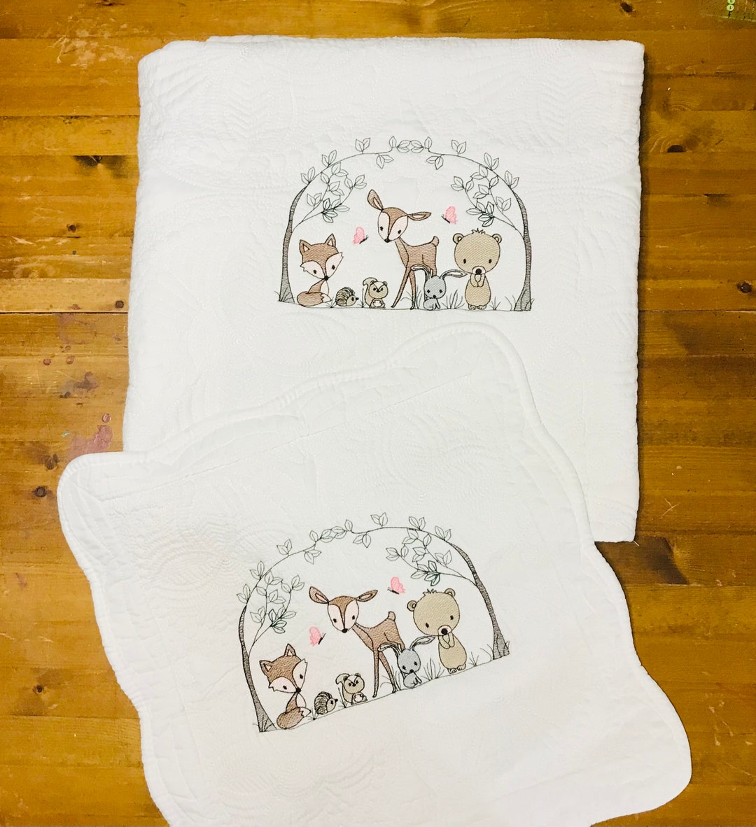 Personalized Forest Animals Baby Quilt Pillow Cover Set ,newborn Gifts