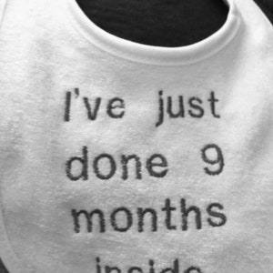 Funny Baby Bib,BabyShower Gifts ,Nine Months Inside Baby Bib,New Mom Gift