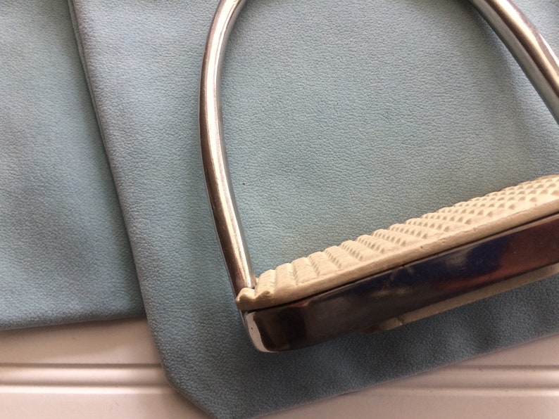 Faux suede soft blue gray reversible fleece and stirrup covers IRON protecters storage bags