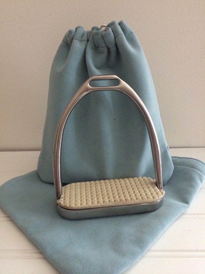 Faux suede soft blue gray reversible fleece and stirrup covers IRON protecters storage bags