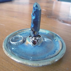 Handmade Ceramic Ring Holder With Quartz Crystal