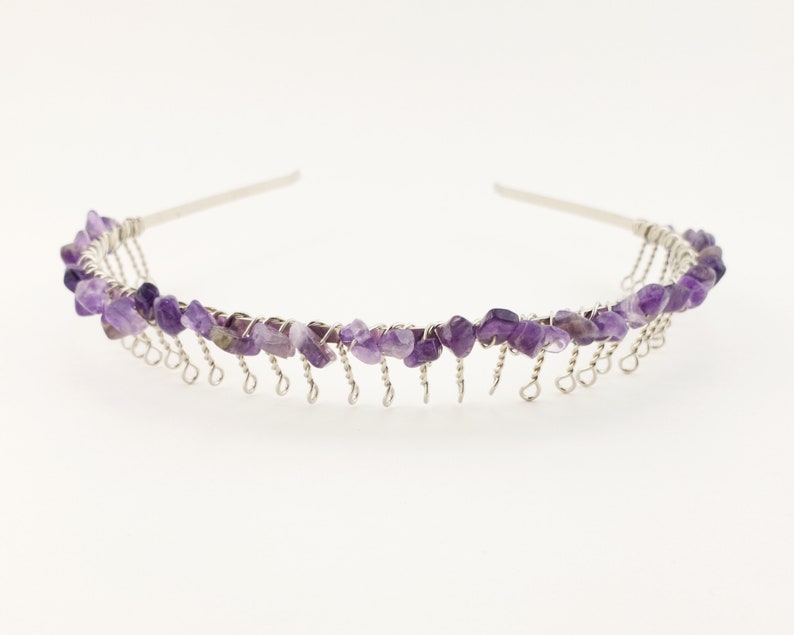 Purple Amethyst Headband With Teeth for Women. Silver Metal Etsy