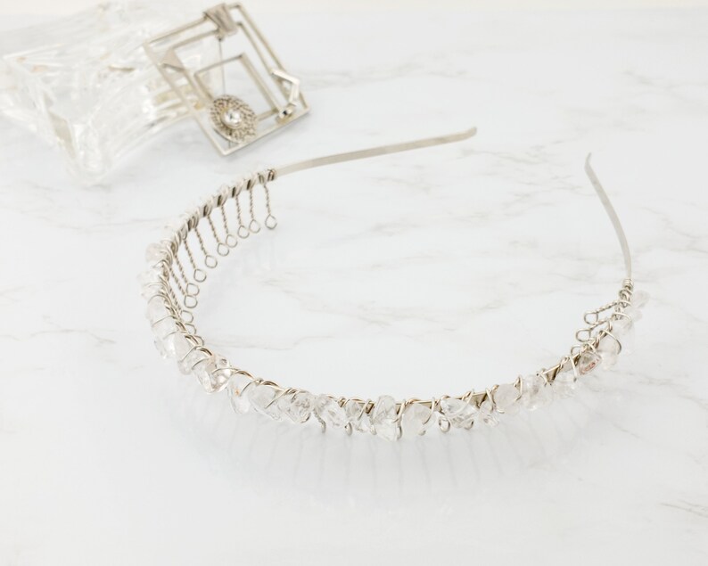 Clear quartz crystal beaded headbands for women. No slip Etsy