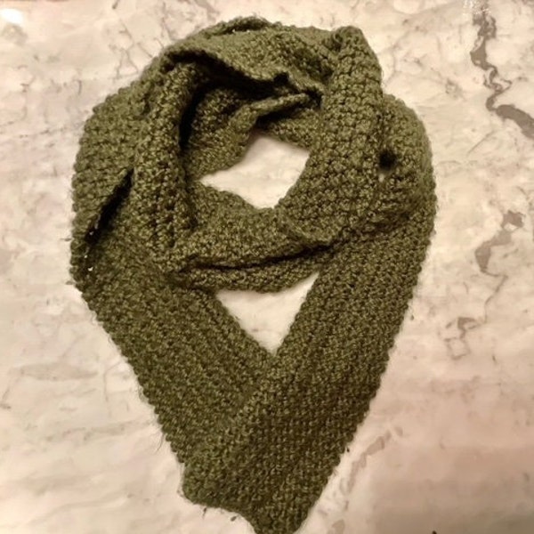 One of a Kind, Hand Knit Scarf in Olive Green Teen/Adult, Extra Long Scarf, Super Soft, Very Warm