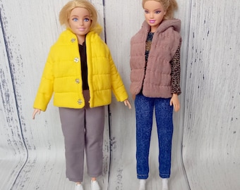 Patrón de chaqueta y chaleco de invierno para muñecas de 29 cm y con curvas / Tutorial de costura en PDF + Enlace al vídeo