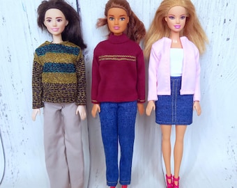Puppenkleidung Schnittmuster: Rollkragen, Rundhals, Strickjacke (PDF Nähanleitung)