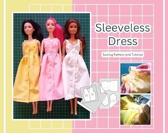 Wzór na sukienkę bez rękawów dla lalki 11,5" | Samouczek szycia w formacie PDF + link do filmu