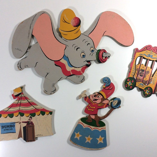 1950s Vintage Walt Disney Dumbo Nursery Decor Wall PIn-Ups - Beautiful set for baby or child's room