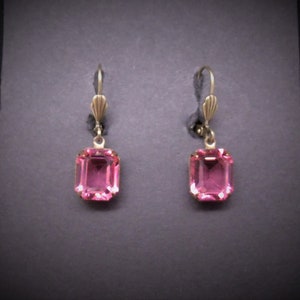 Victorian Earrings Rose Transparent Antiqued Brass Medium FREE SHIPPING USA