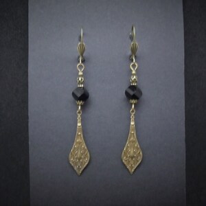 Moroccan Style Earrings Black and Antiqued Brass Boho FREE SHIPPING USA
