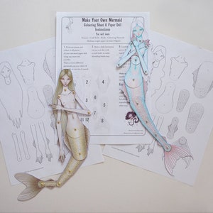 Make Your Own Mermaid - Colouring Sheet Paper Doll