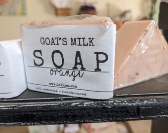 Goat's Milk Soap - Sweet Orange (One bar of hand poured soap)