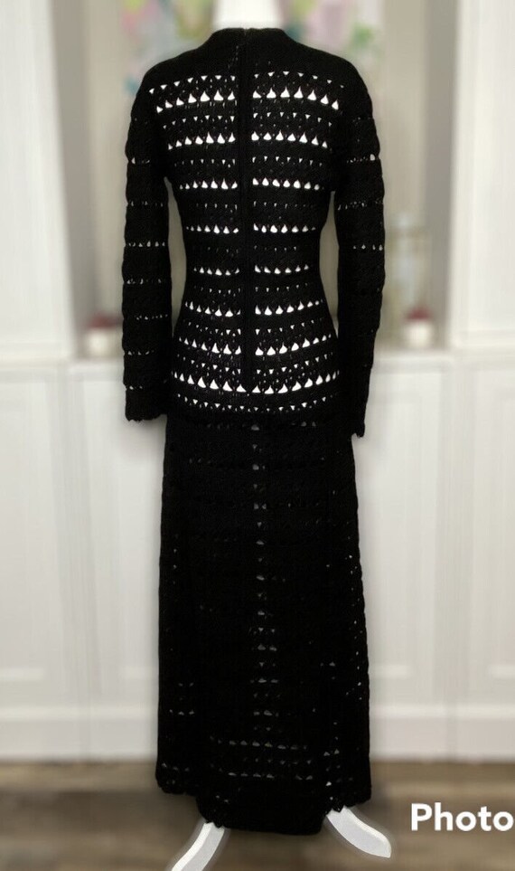 1970s Crocheted Black Maxi Dress Bergdorf Goodman… - image 2