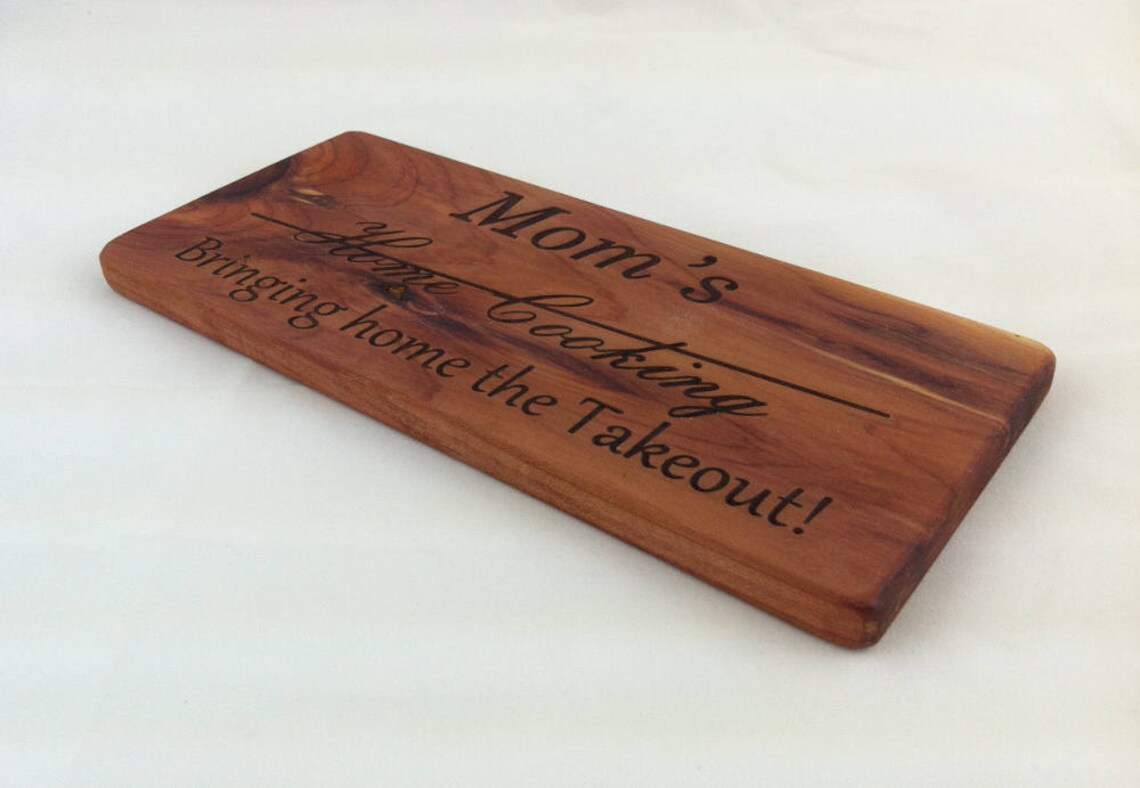 Wood Plaque Mom's Bringing Home the Takeout Laser | Etsy