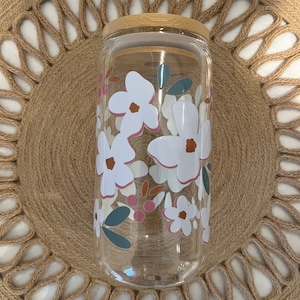 MAMA Glass Tumbler with Straw-16 oz – Teal Daisy