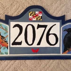 Custom Address Number Sign Wildlife - Outdoor Sign Birds - Home Wall Decor Outdoor- Porch Sign - Baltimore Orioles -  Ravens Sign