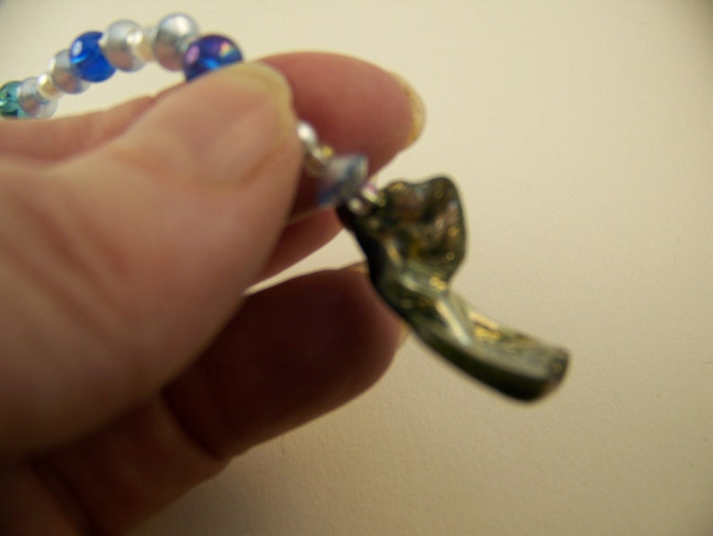 Pendant Necklace Iridescent Blue Gray Teardrop Shell image 8