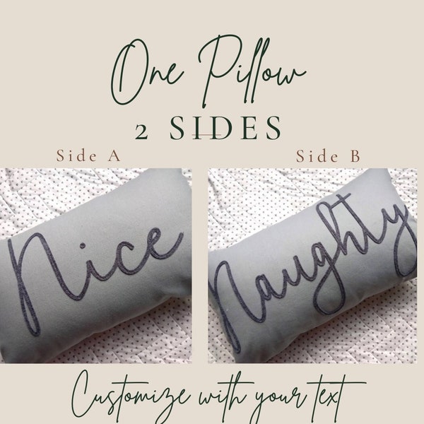 2 Sided Personalized Pillow Two Sides Text, Words on both sides, Felt Script Letters | Handwritten Letters | Farmhouse Decor | Birthday Gift