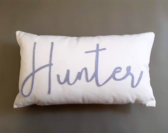 Custom Personalized Name Pillow Felt Applique Pillowcase New Baby Gift, Bedroom Decor, Appliqued First or Last Name, Textured Details,