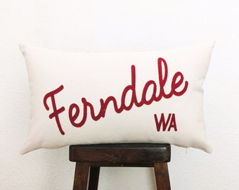 Pillow with City & State Abbreviation, Hometown Location Pillow, Home Town Pride, Felt Font, Vintage Vibe, Vacation Spot
