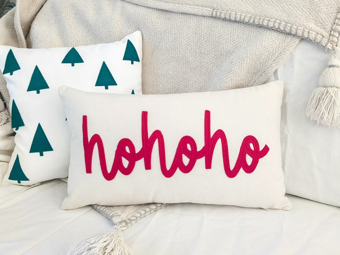 Custom Christmas Pillow Xmas Home Decoration, Felt Applique, Cotton